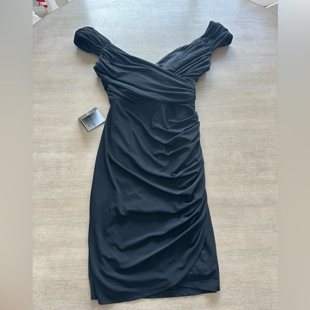 White House Black Market Black Ruched Mini Dress